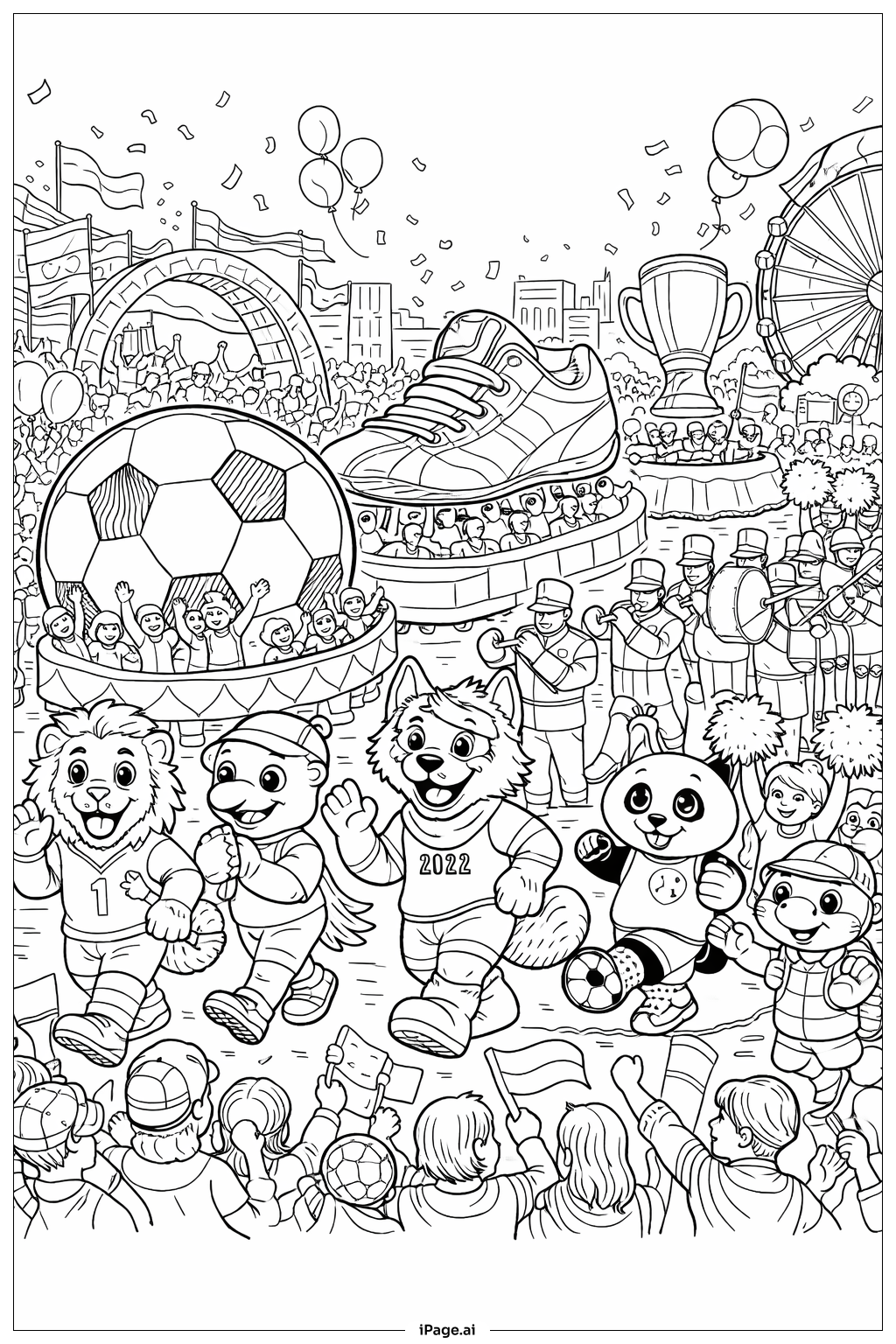 Soccer Festival Parade Coloring Page