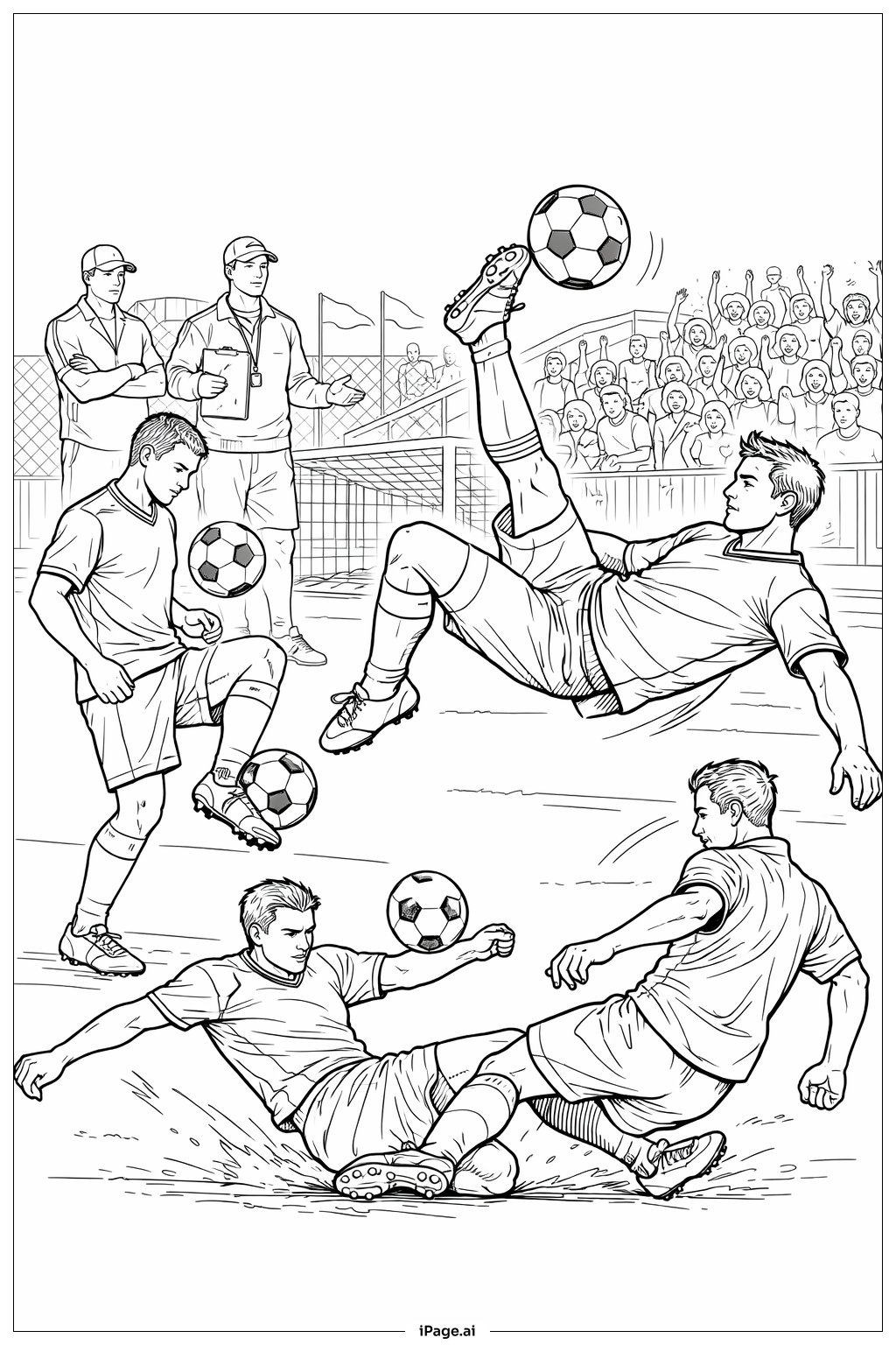  足球技巧展示著色頁 