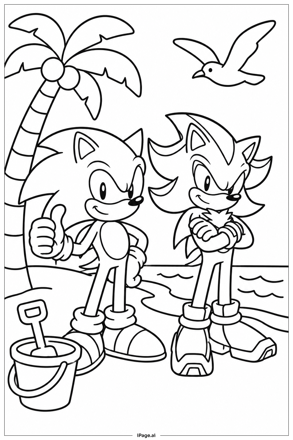 Sonic und Shadow am Strand