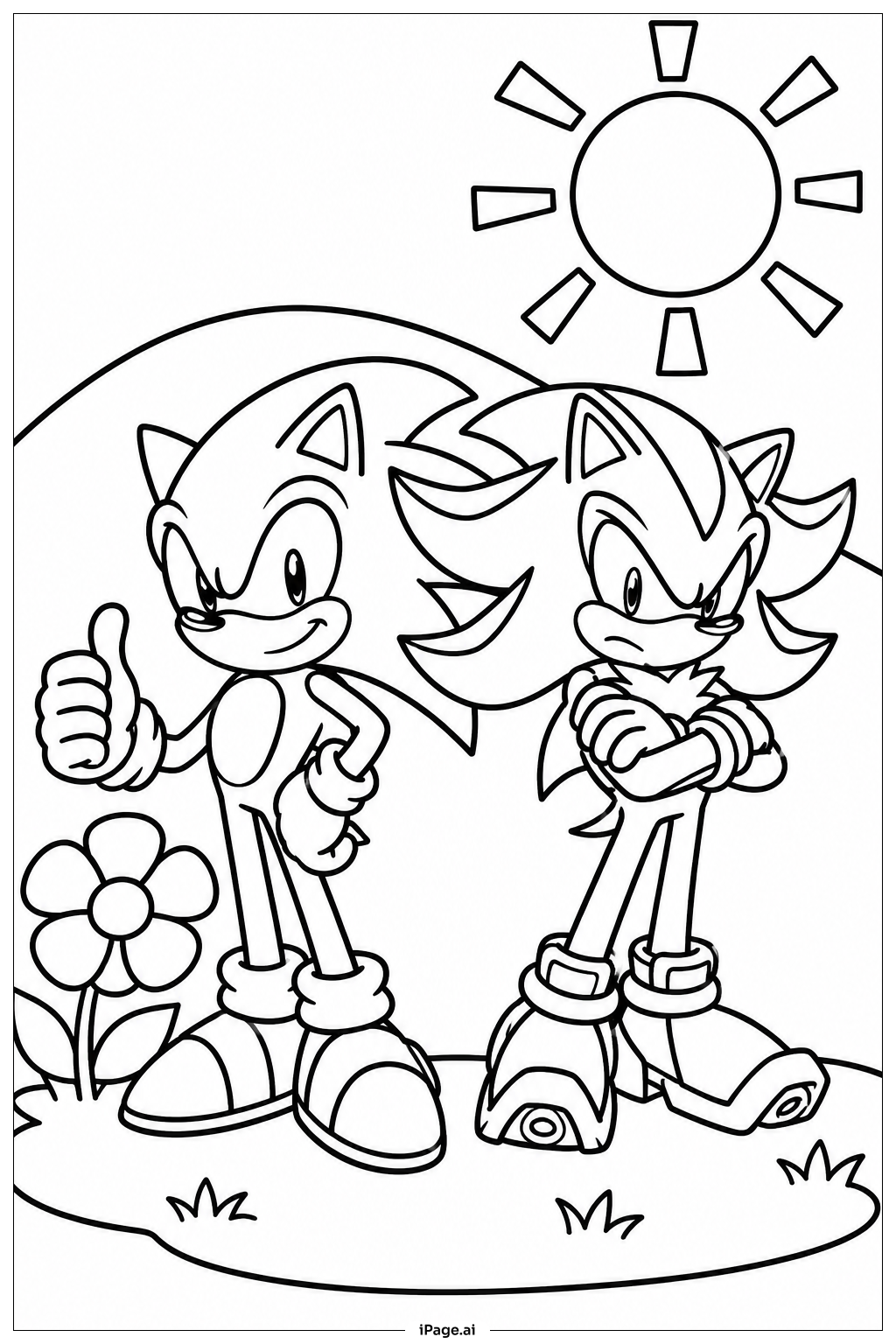 Sonic und Shadow auf der Wiese