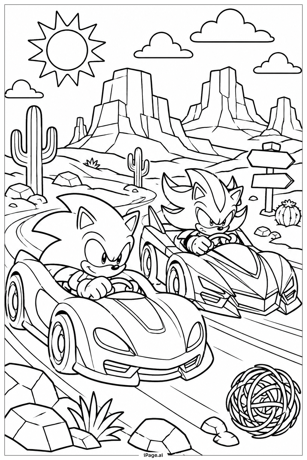 Trang tô màu Chặng Đua Sa Mạc Sonic Và Shadow