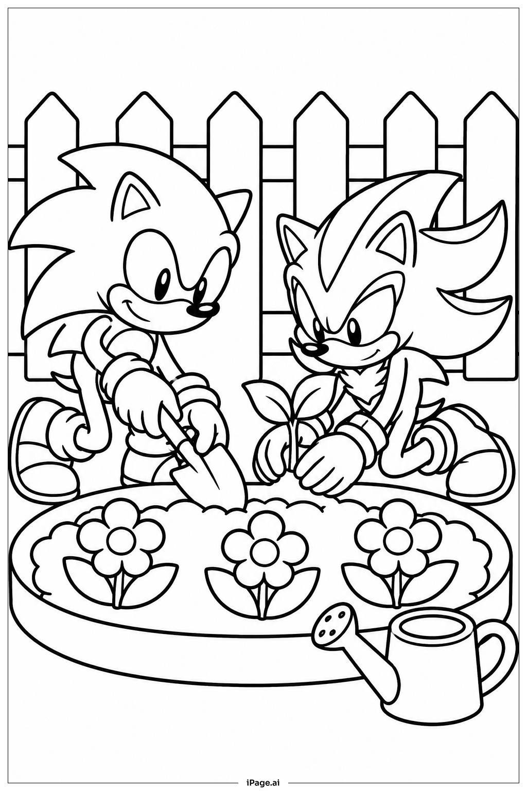 Sonic And Shadow Garden Coloring Page
