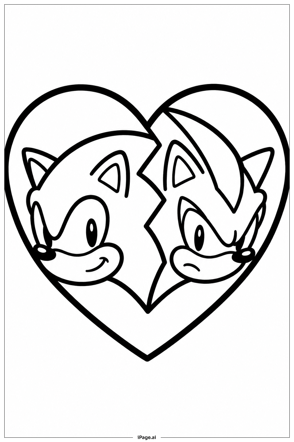Sonic und Shadow Herz Ausmalseite