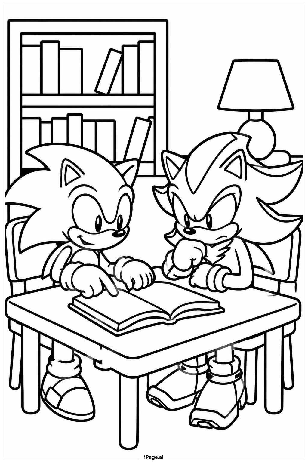Sonic And Shadow Library Coloring Page
