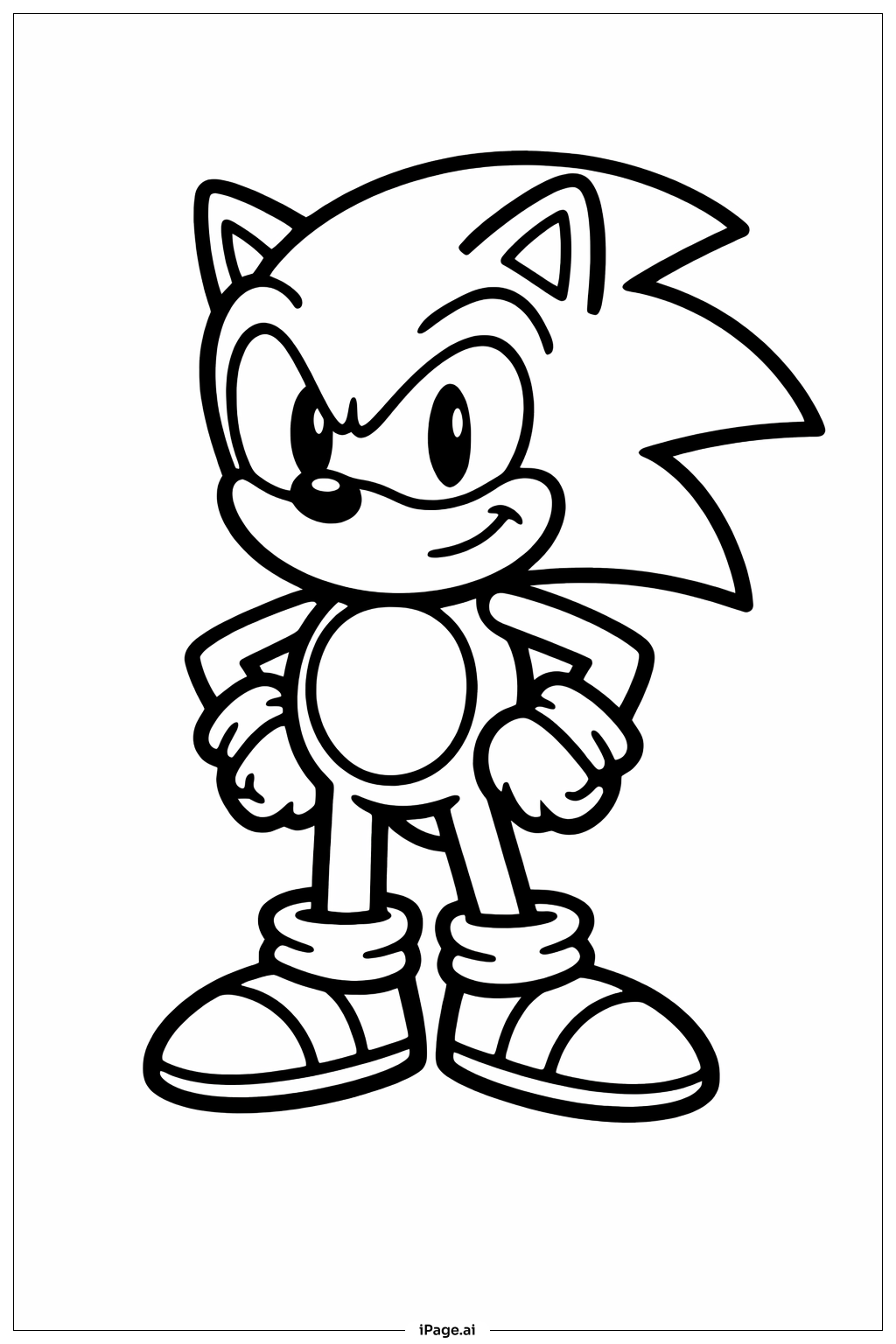 소닉 서 있는 모습 색칠공부 페이지