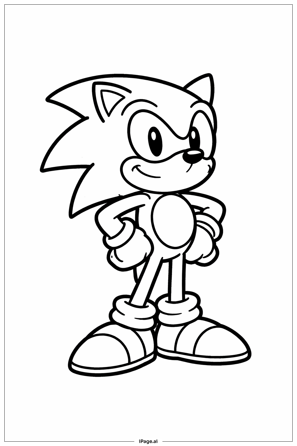 자랑스럽게 서 있는 소닉 색칠공부 페이지