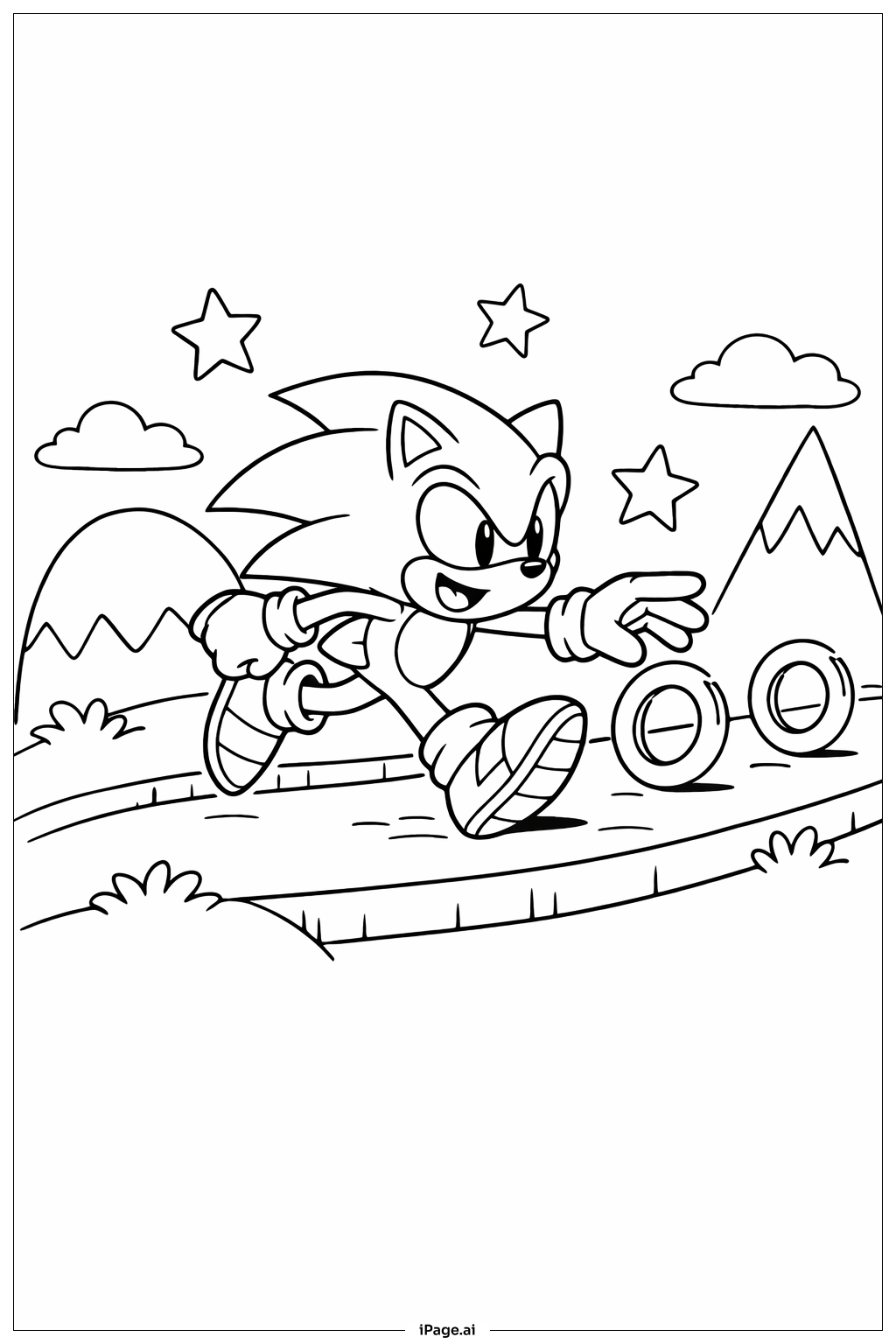 Trang tô màu Sonic Nhím Thu Thập Vòng