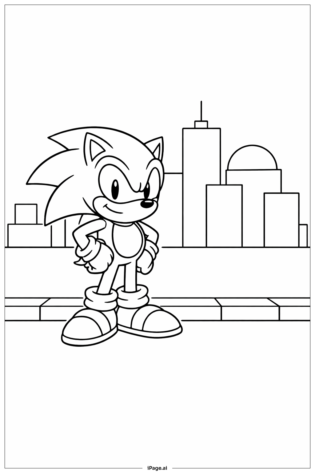 Trang tô màu Sonic The Hedgehog Trong Thành Phố