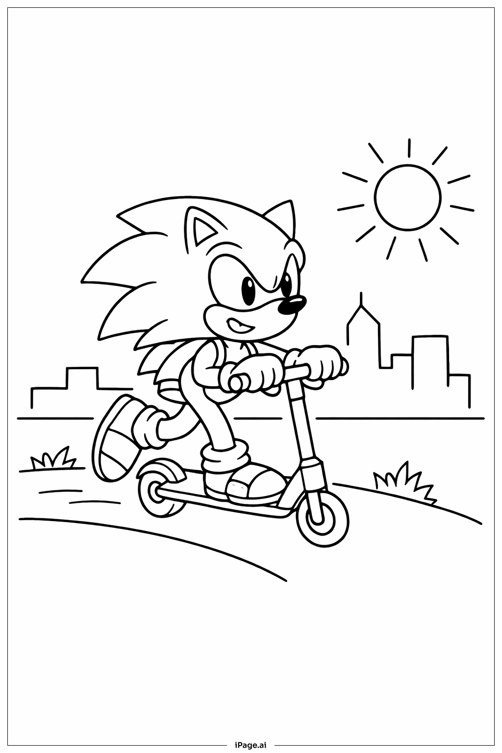 Trang tô màu Sonic Nhím Trên Xe Tay Ga