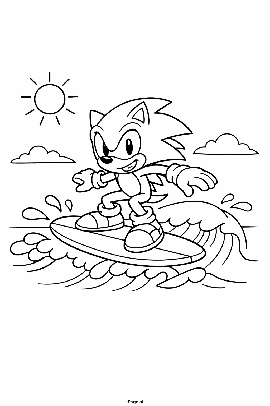 Trang tô màu Sonic Nhím Lướt Sóng