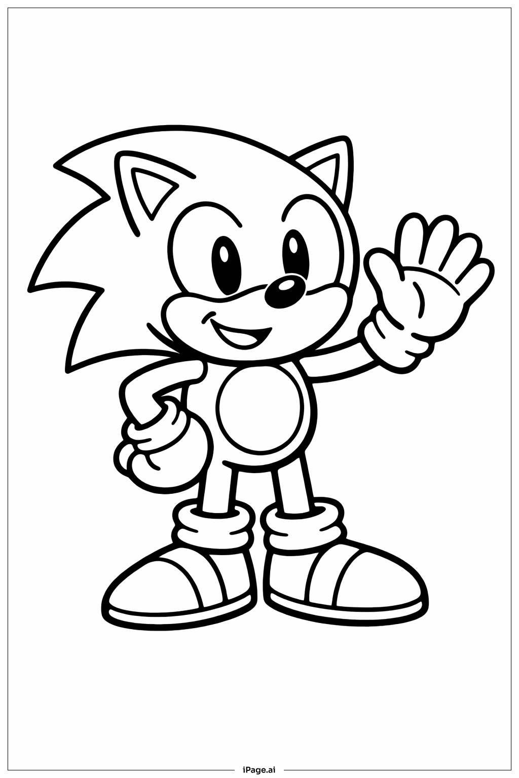 Trang tô màu Sonic Nhím Vẫy Tay