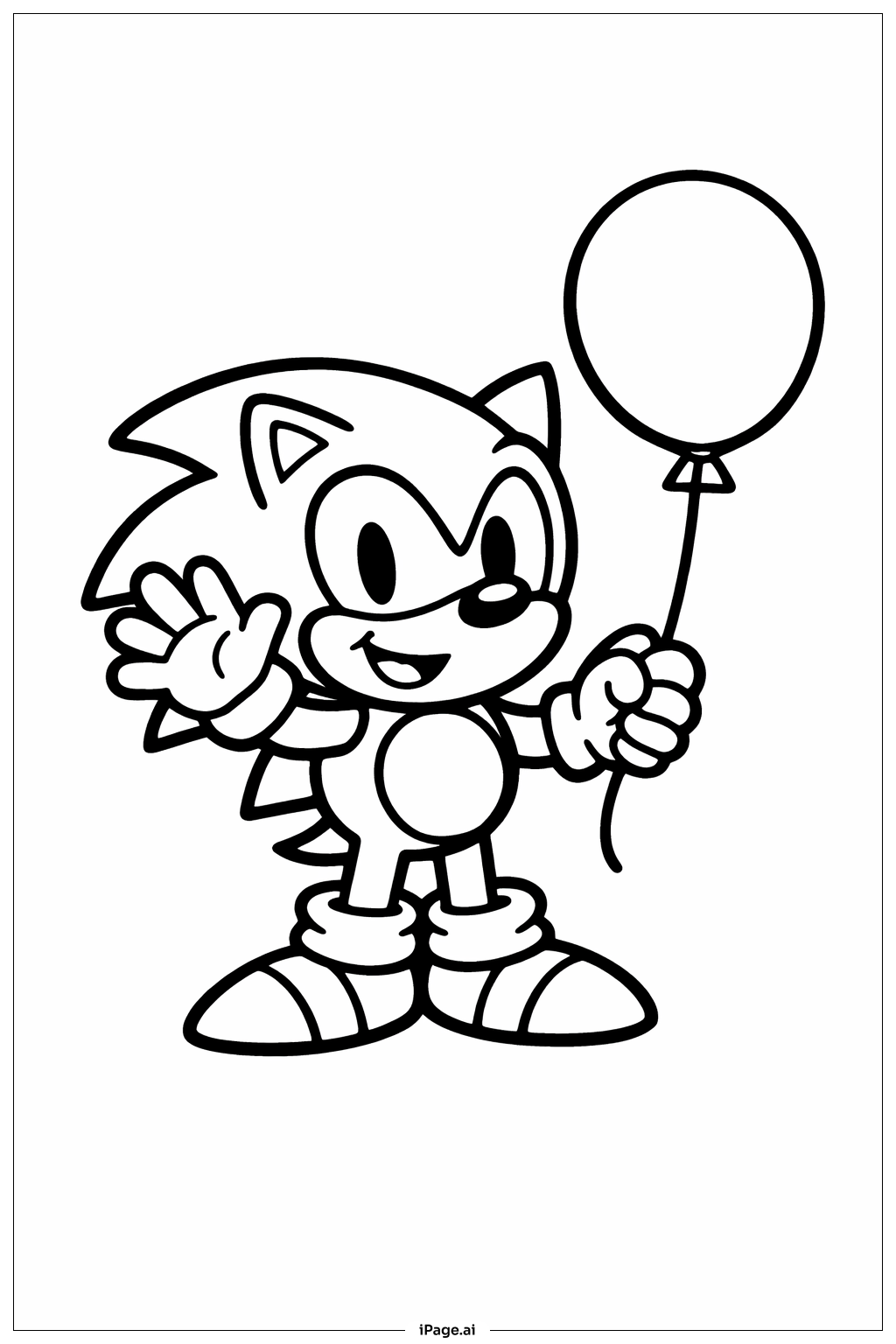 Trang tô màu Sonic The Hedgehog Với Quả Bóng Bay