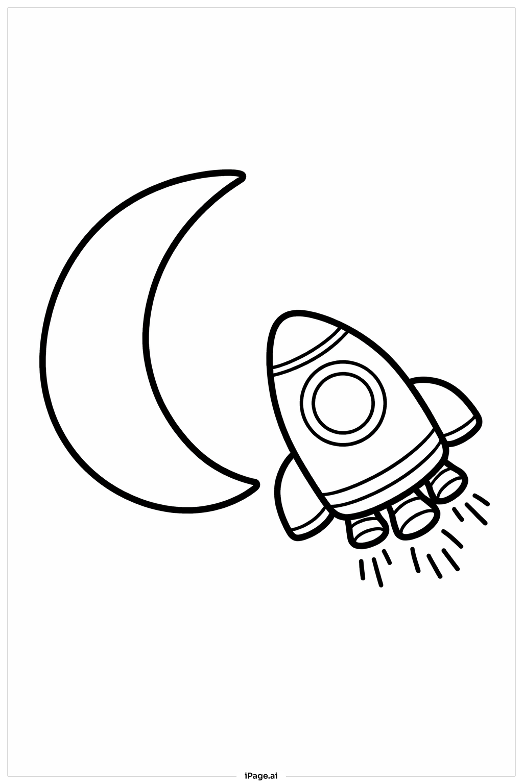  宇宙飞船与月亮填色页 