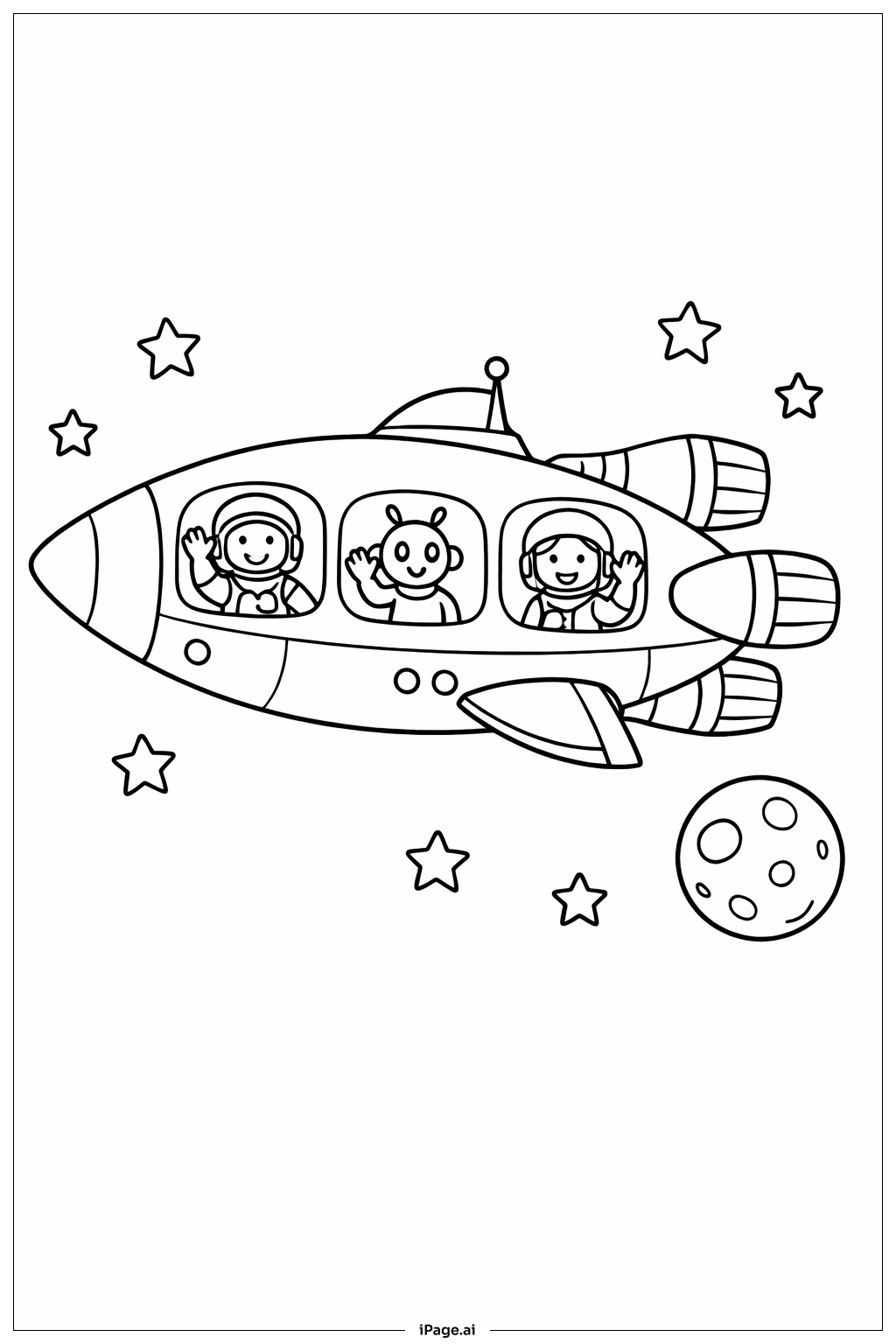 宇宙飞船船员挥手填色页