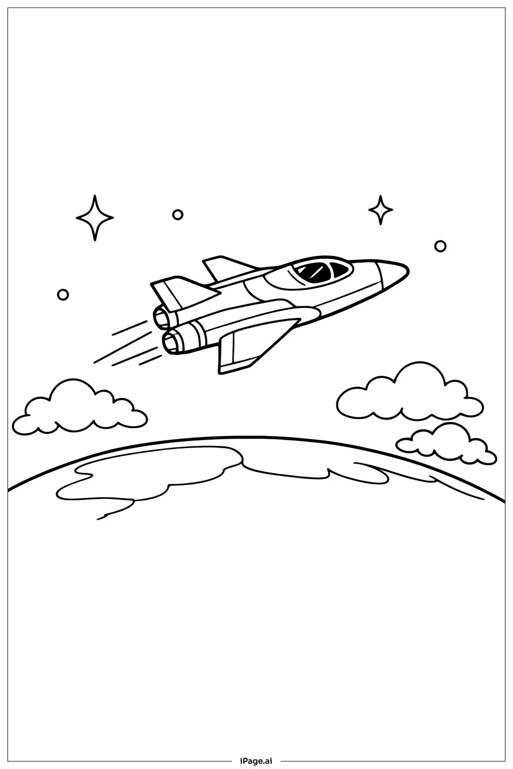  飞船飞越地球填色页 