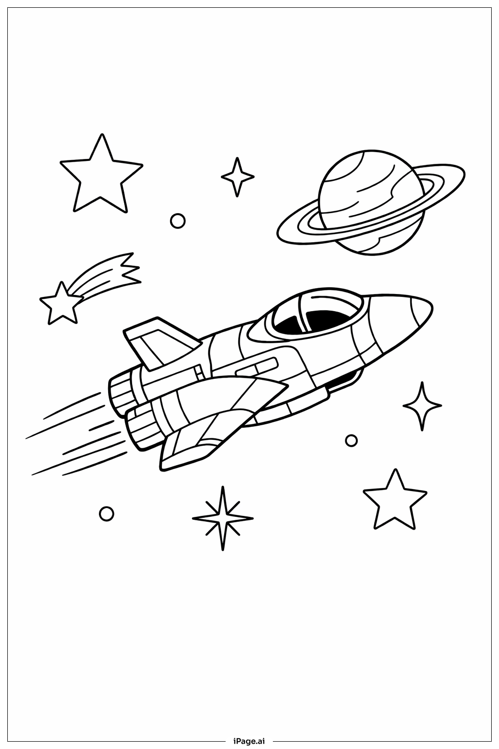 星空の宇宙船の塗り絵ページ