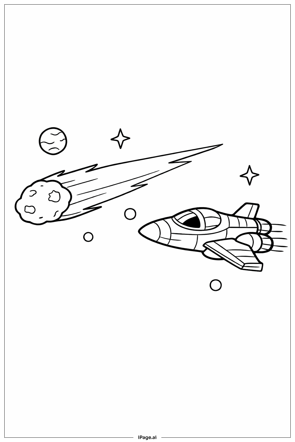  飞船穿越彗星填色页 