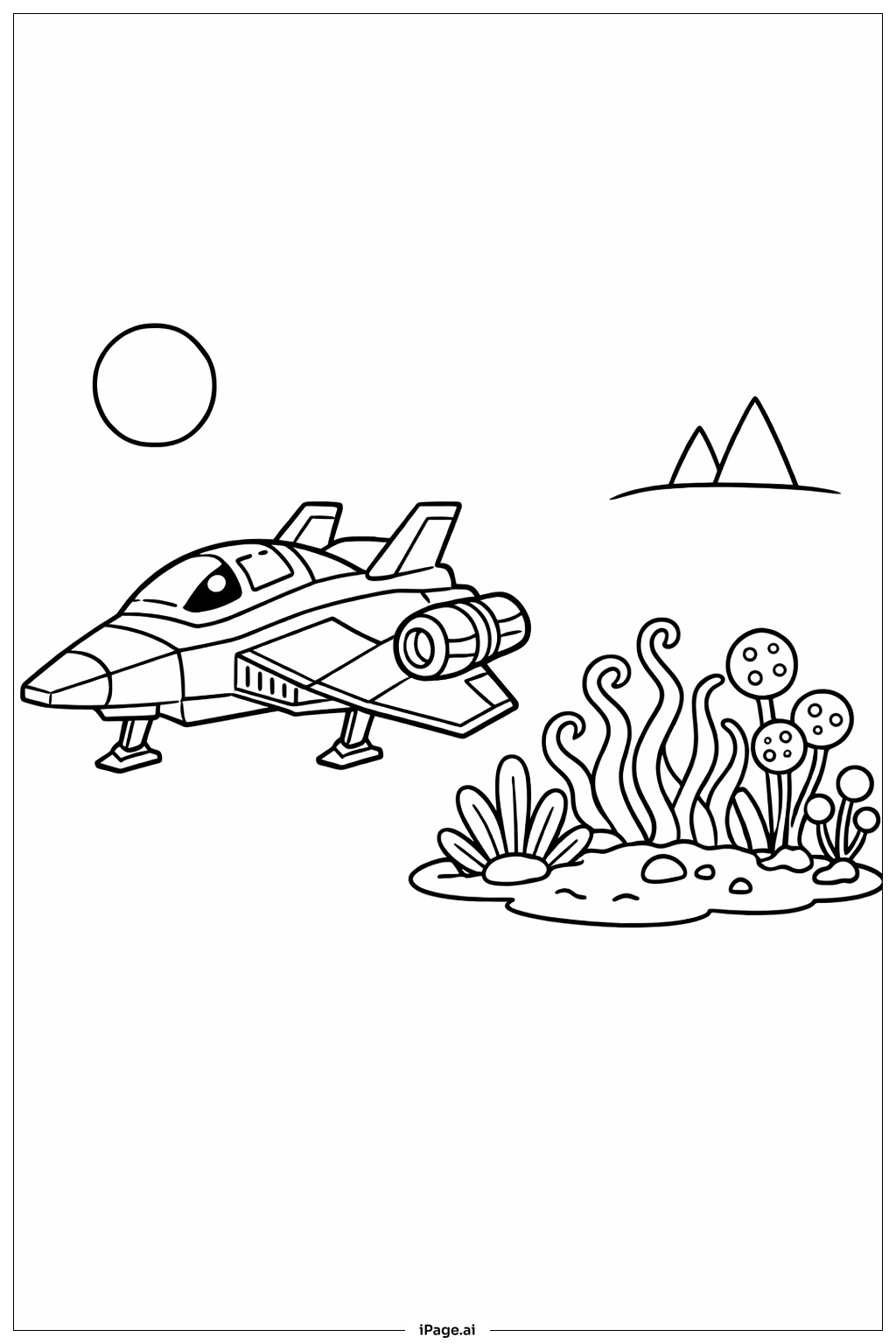 Trang tô màu Tàu vũ trụ với Vườn không gian