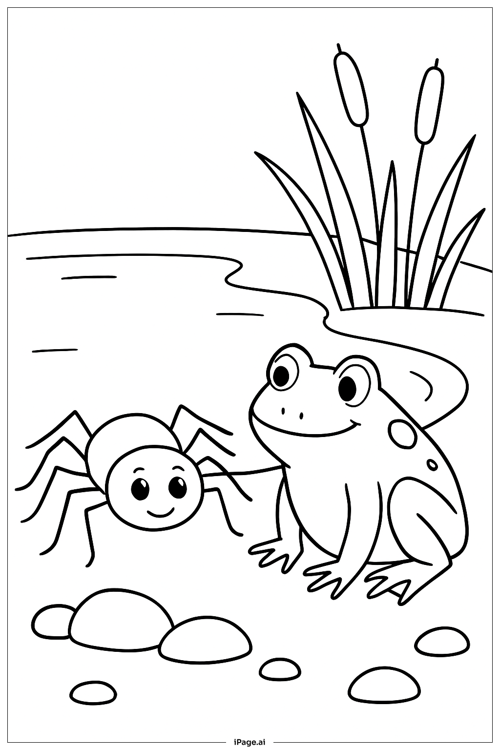 거미와 개구리 색칠공부 페이지 