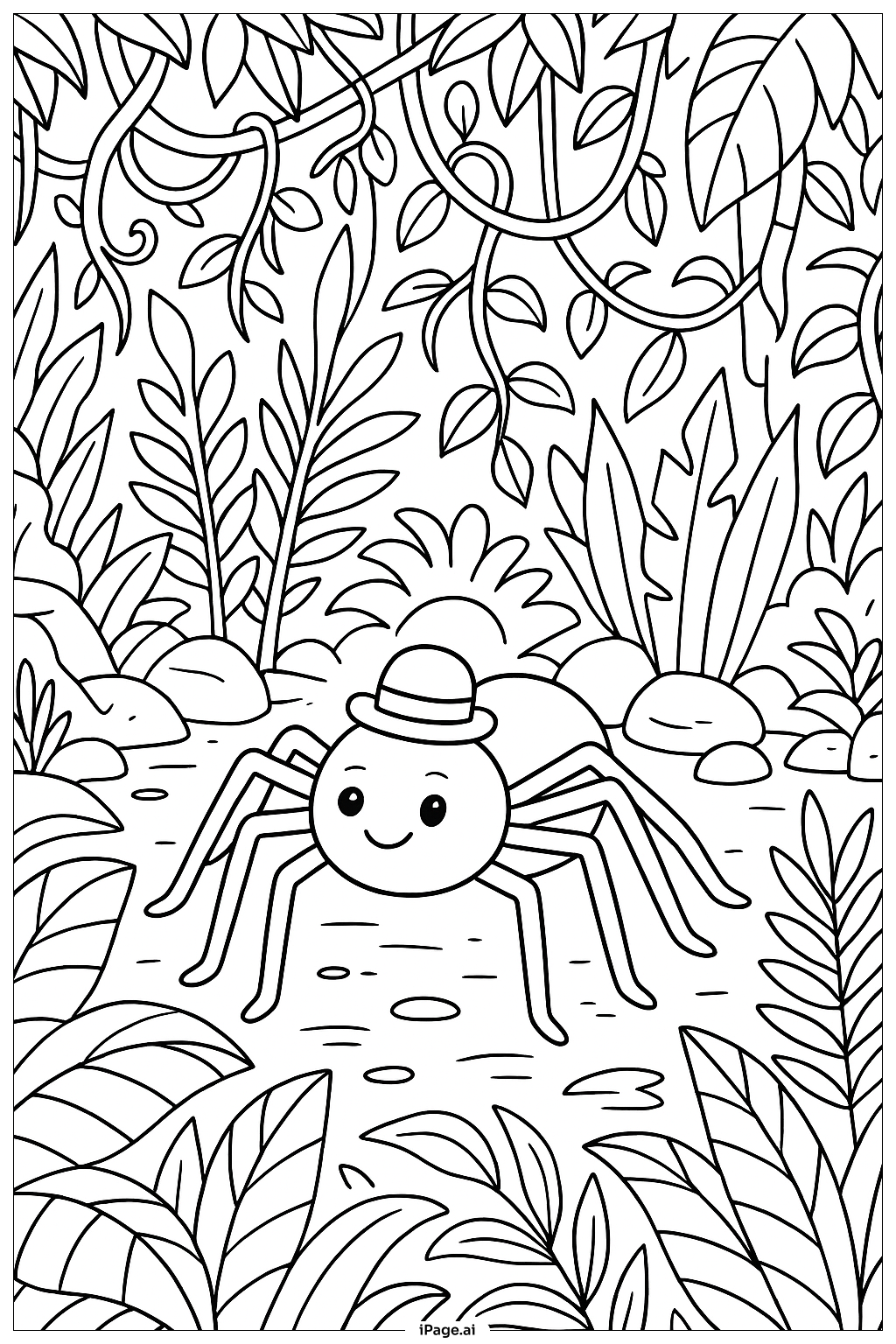  정글 속 거미 탐험가 색칠공부 페이지 