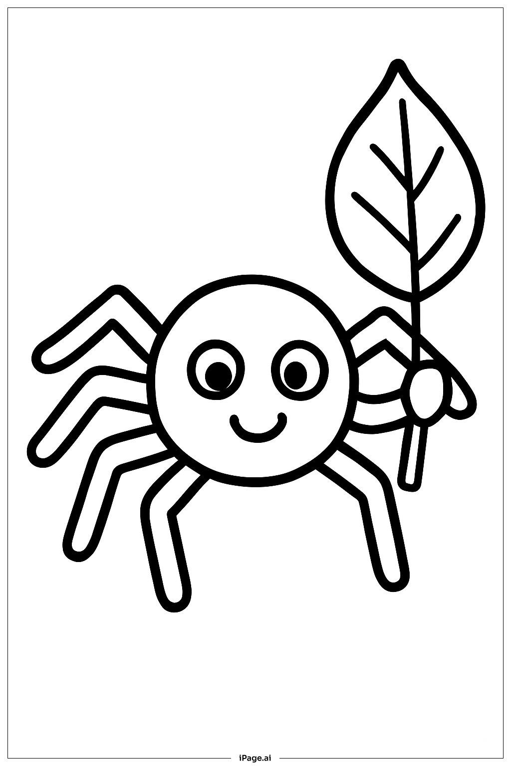  잎을 잡고 있는 거미 색칠공부 페이지 