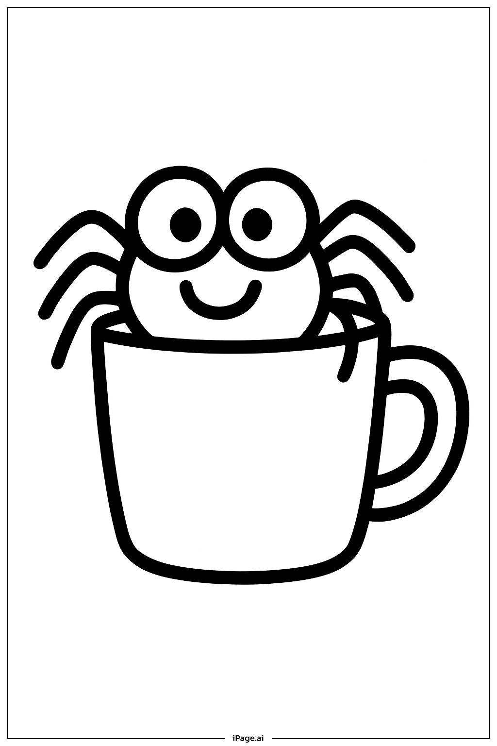  컵 안의 거미 색칠공부 페이지 