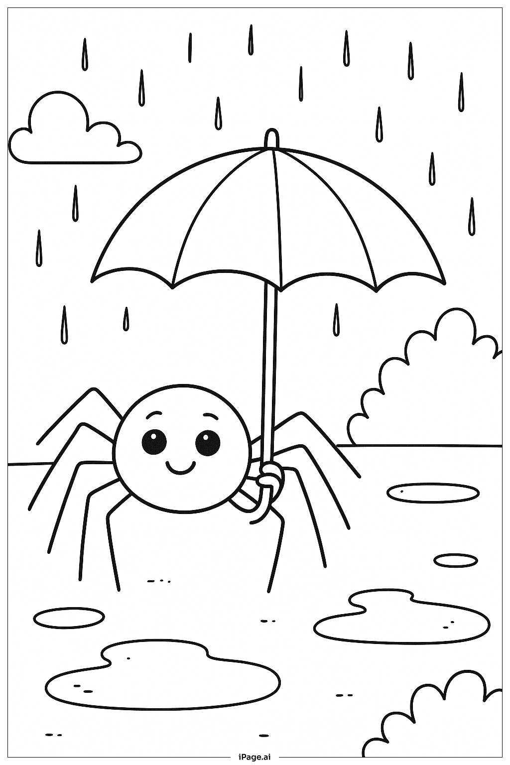  비 오는 날 거미 색칠공부 페이지 