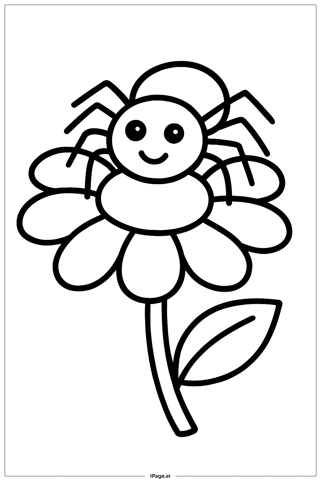  꽃 위의 거미 색칠공부 페이지 