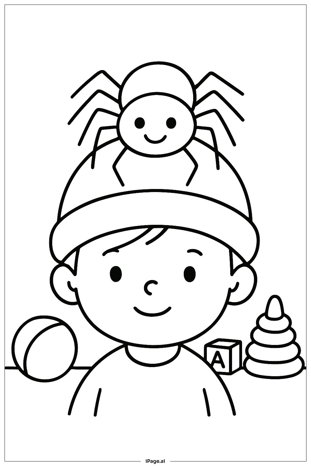  모자 위의 거미 색칠공부 페이지 