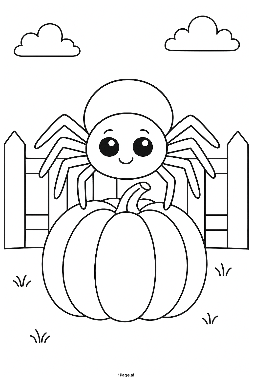  호박 위의 거미 색칠공부 페이지 