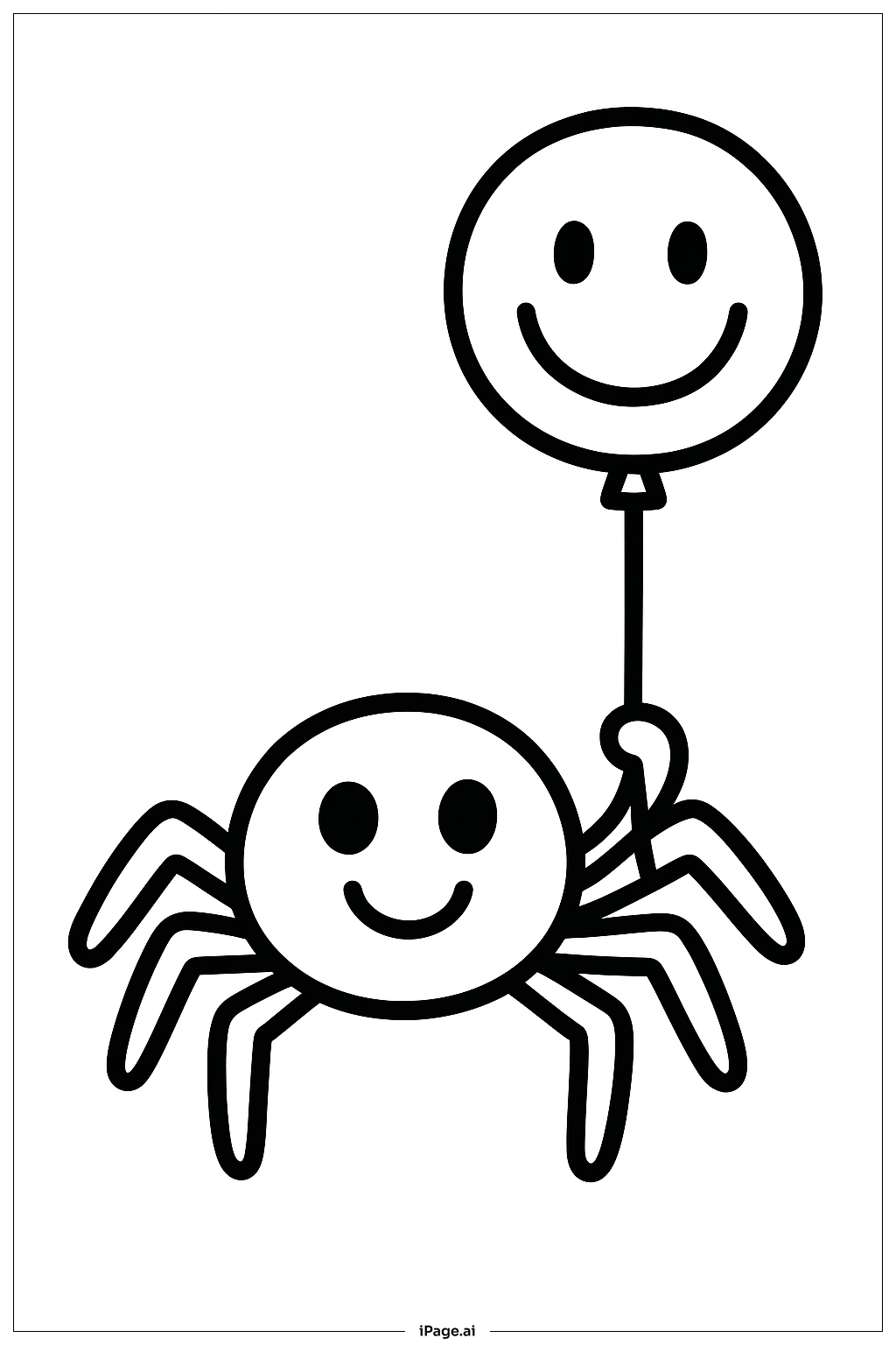  스마일 풍선을 든 거미 색칠공부 페이지 