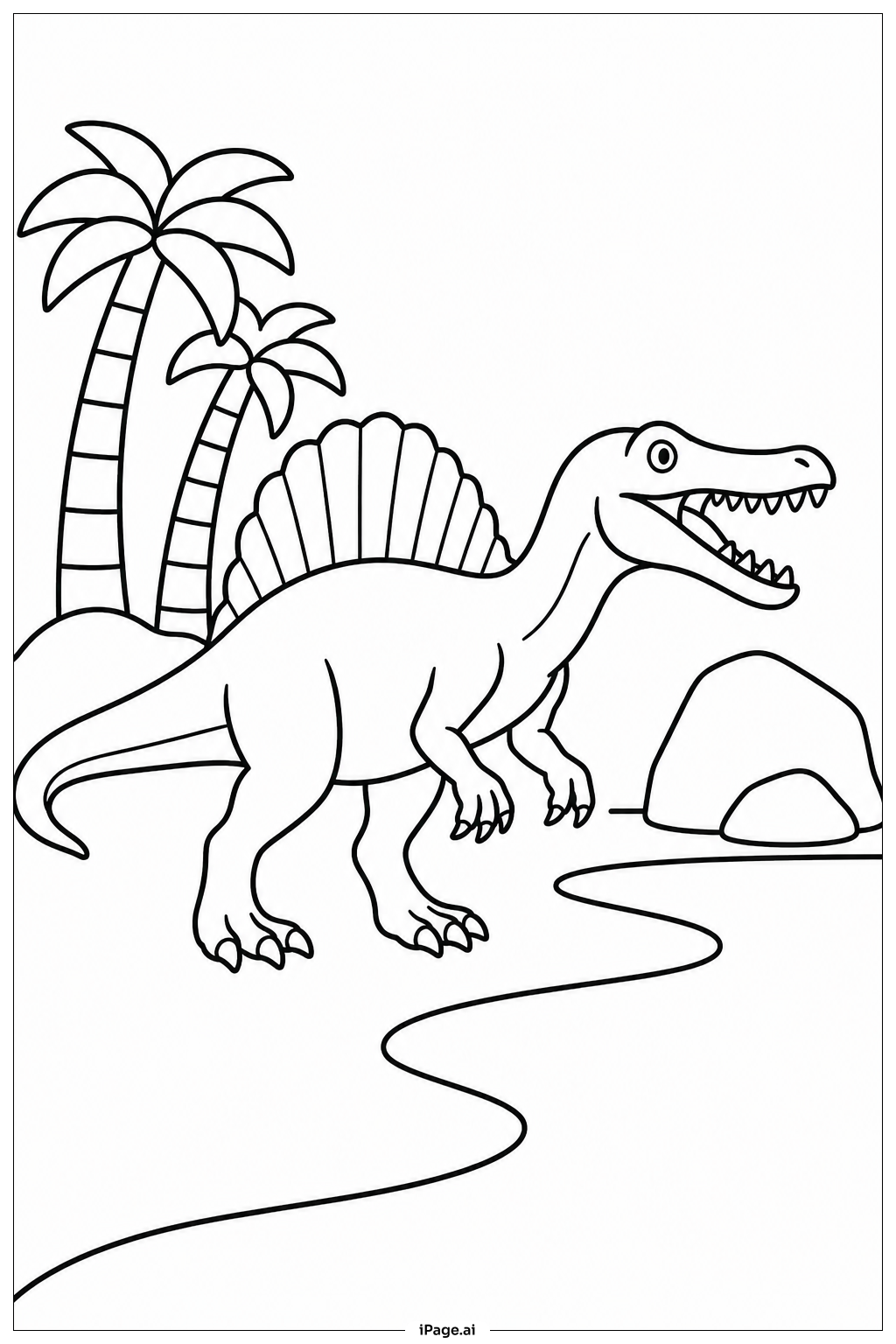 Spinosaurus At Riverbank Coloring Page