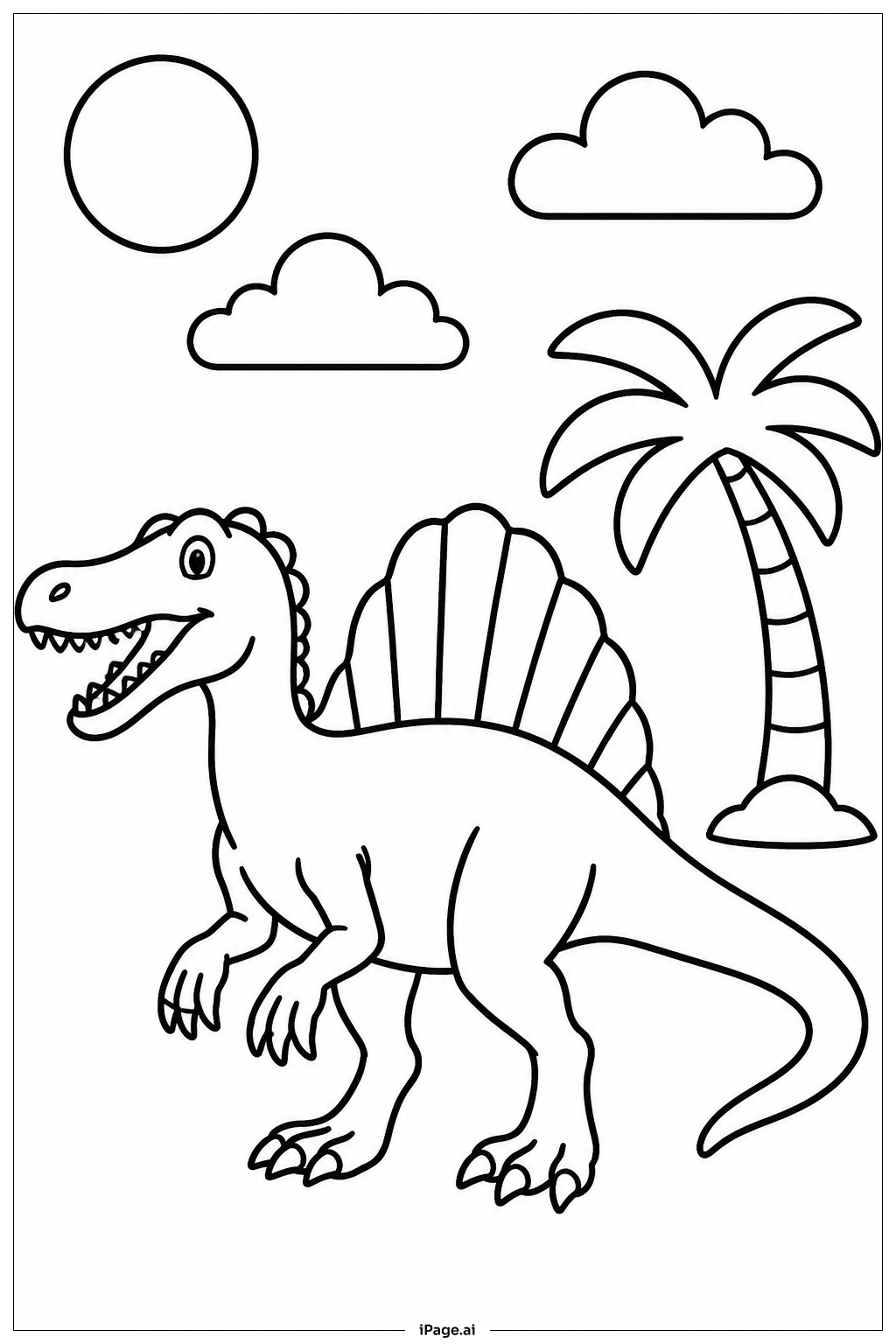 Página para colorear de Spinosaurus Al Atardecer
