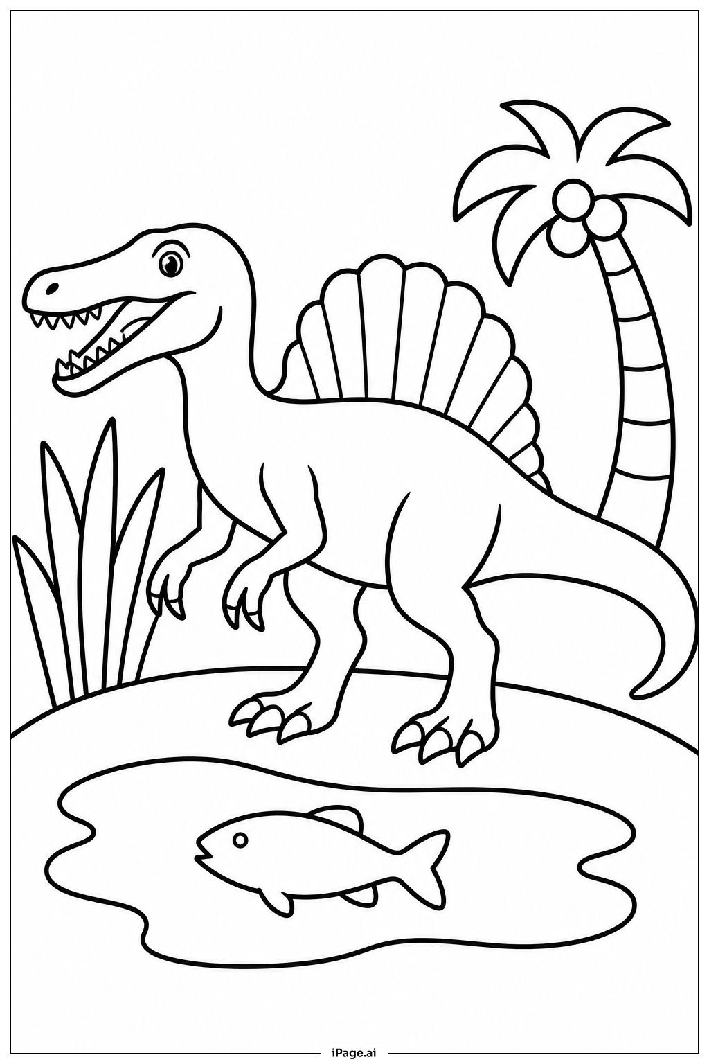 Página para colorear de Spinosaurus En El Pantano