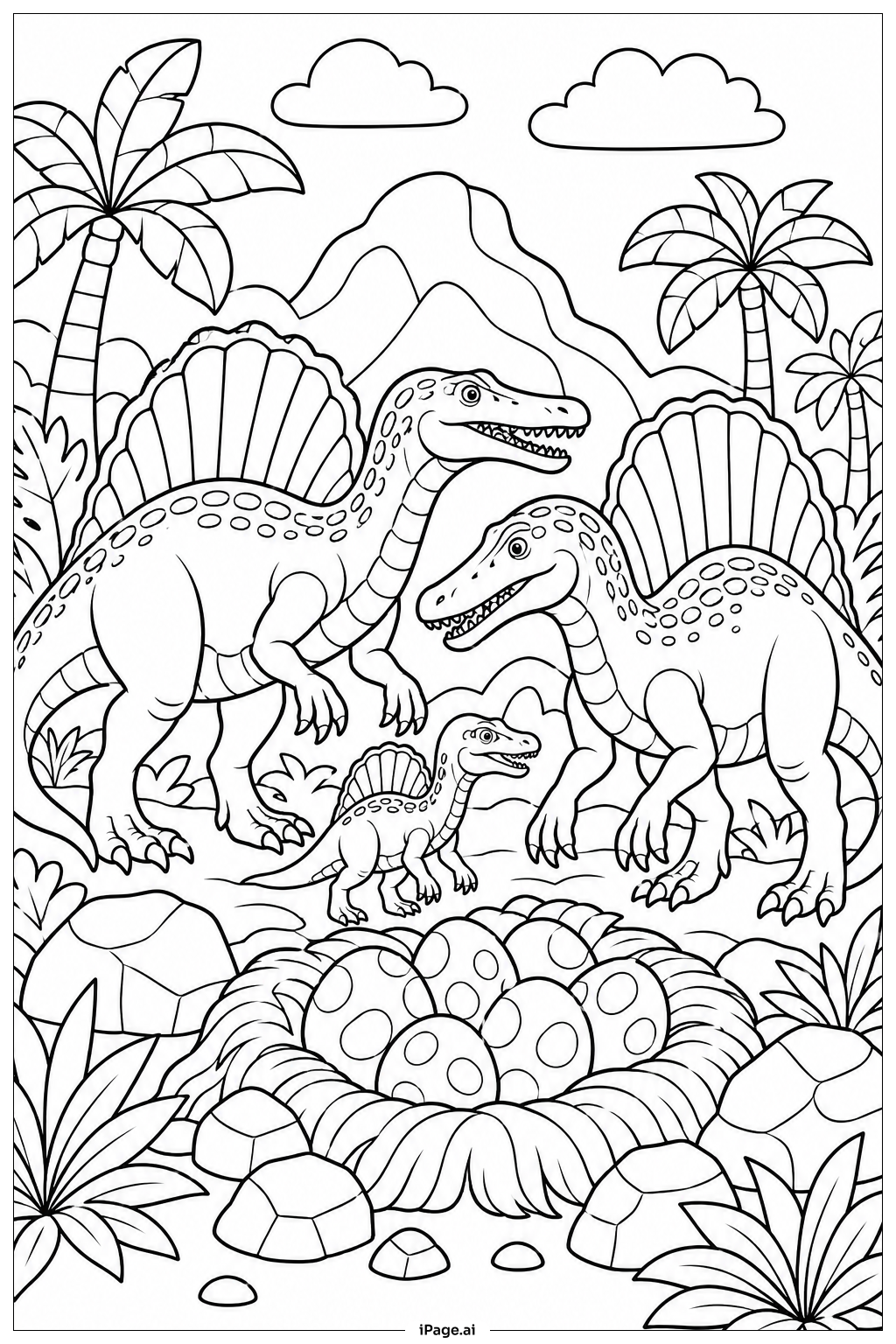 Página para colorear de Territorio de anidación de Spinosaurus