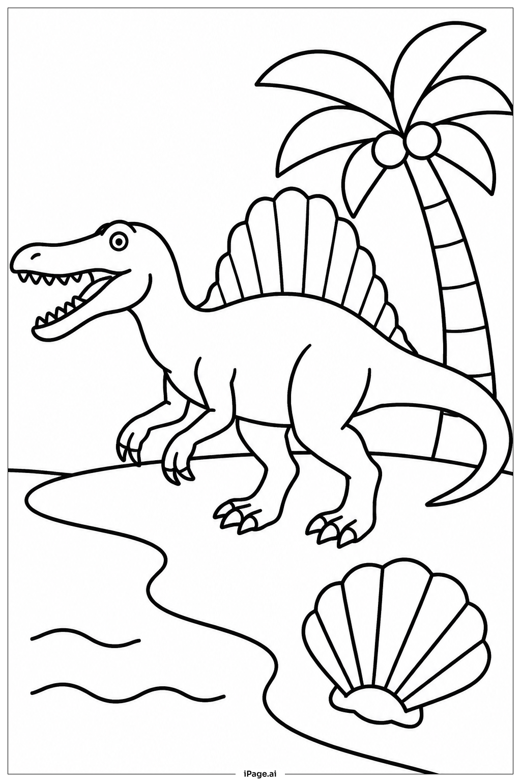  Spinosaurus On Shoreline Coloring Page 