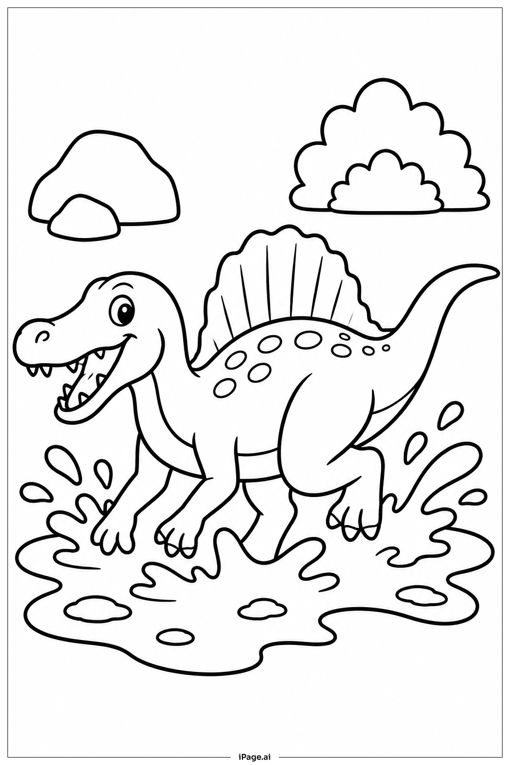  Spinosaurus Playing In Mud Coloring Page 