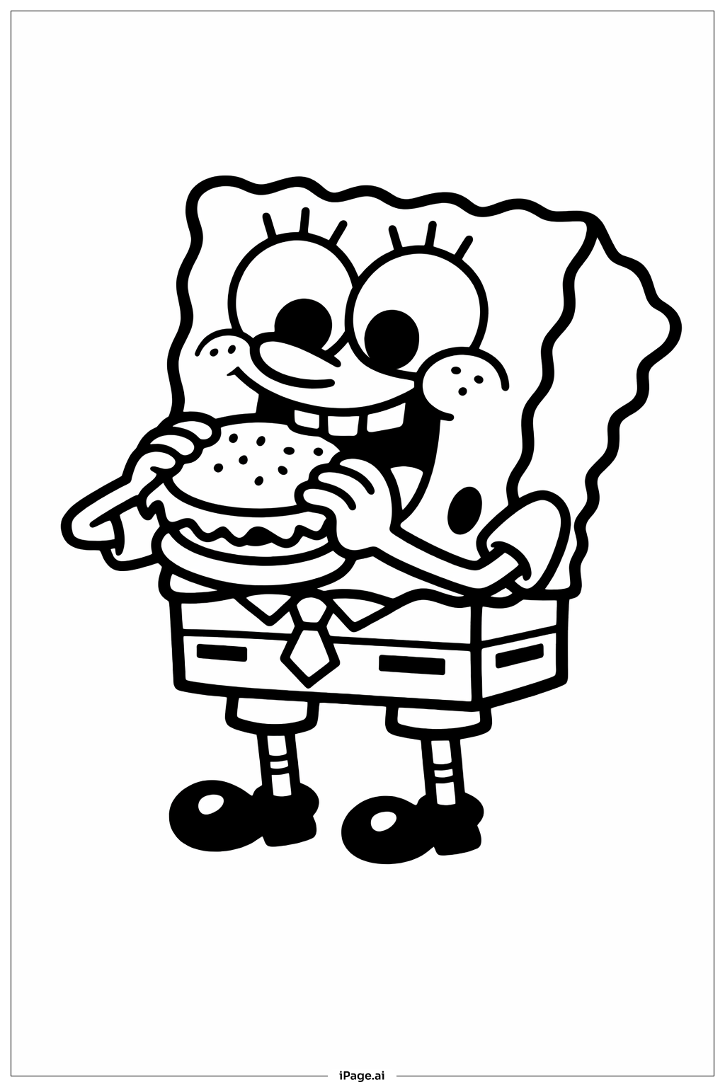 Spongebob Eating Krabby Patty Coloring Page