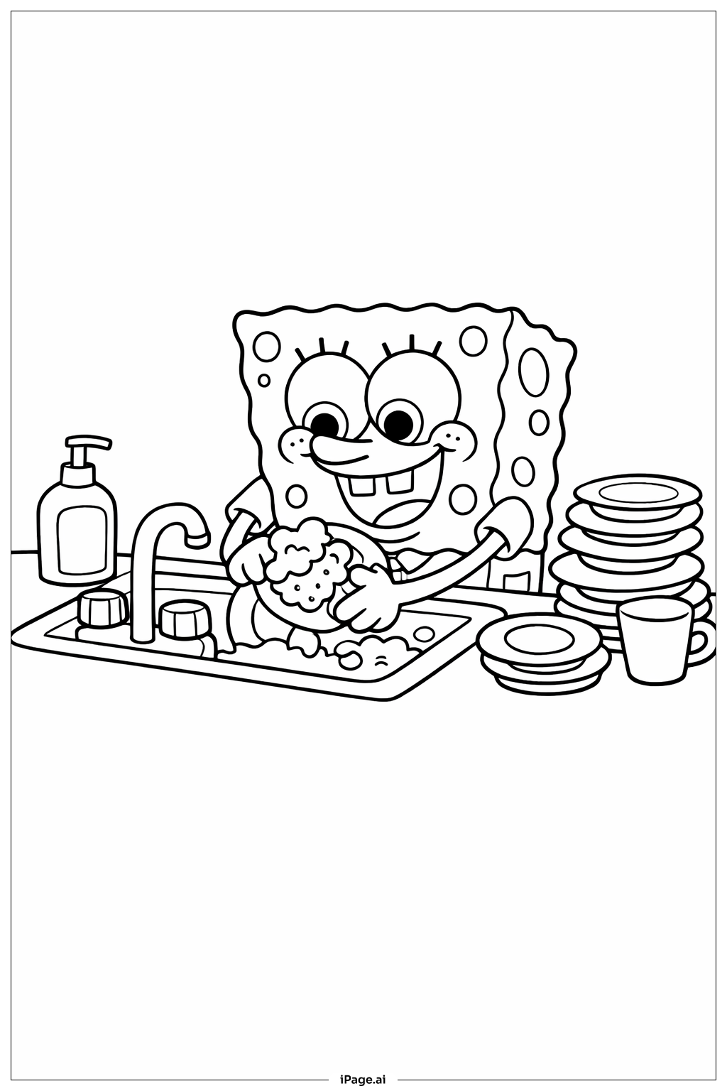 Spongebob Washing Dishes