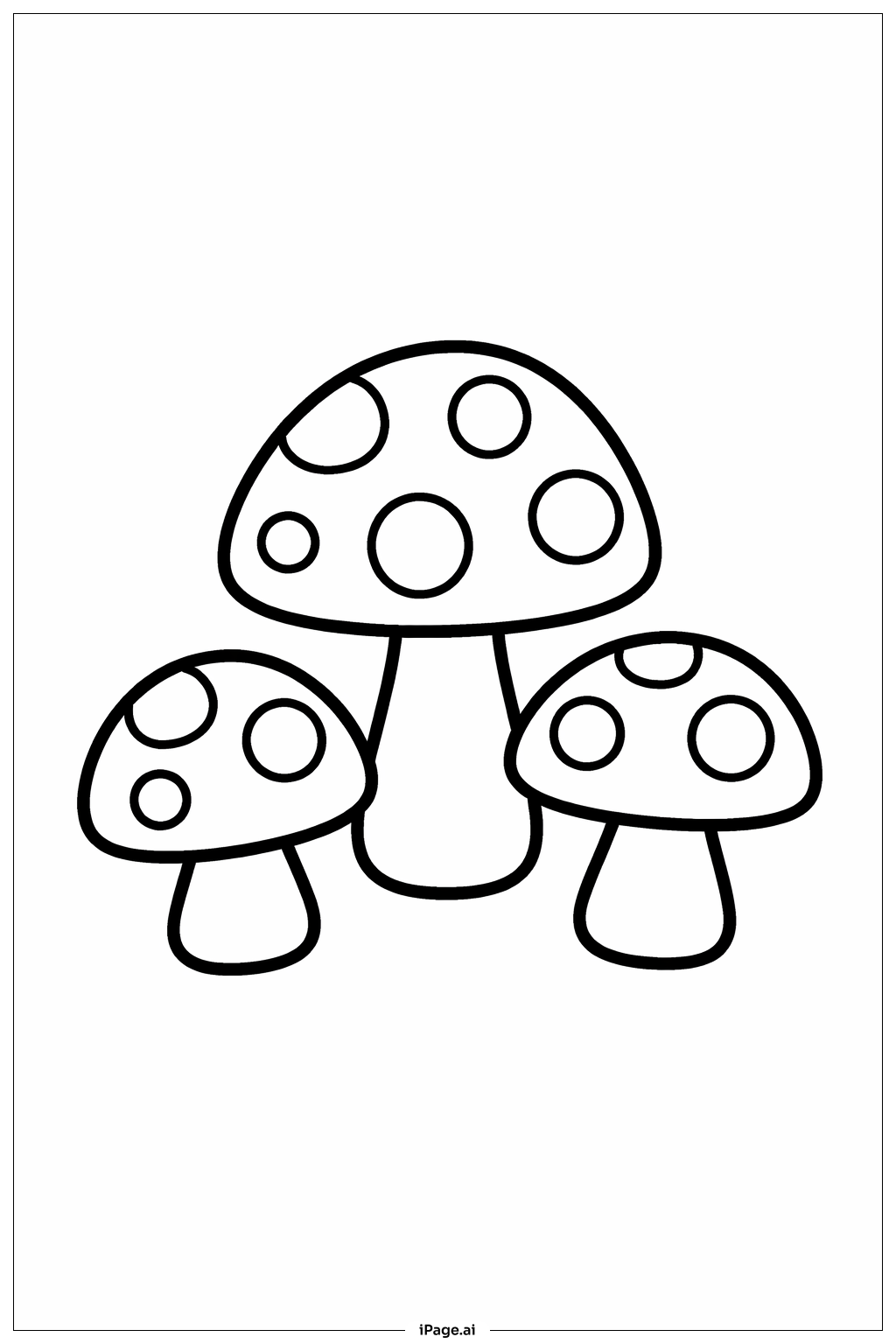  Spotty Mushroom Trio Coloring Page 