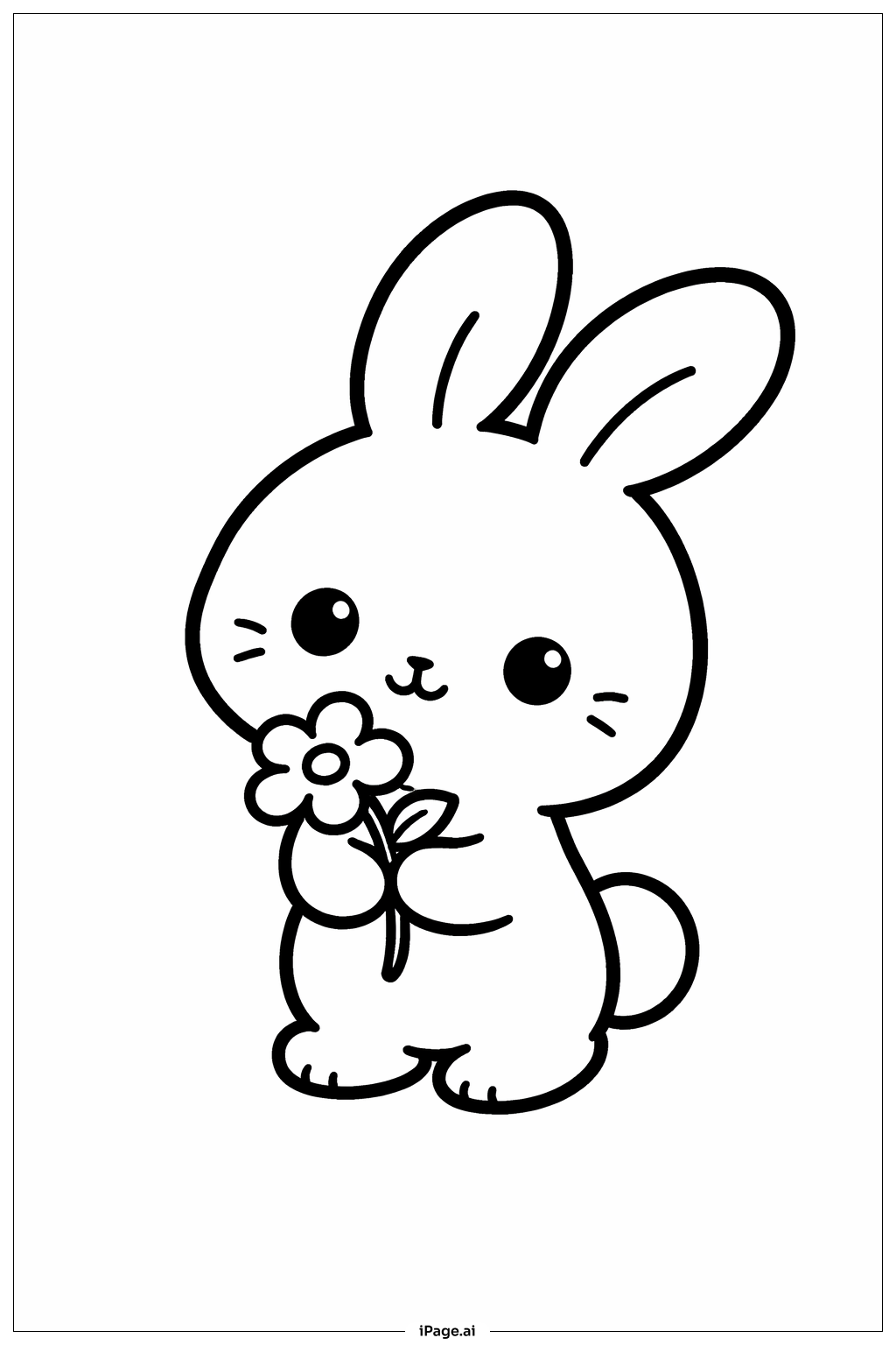  꽃을 든 봄 토끼 색칠공부 페이지 