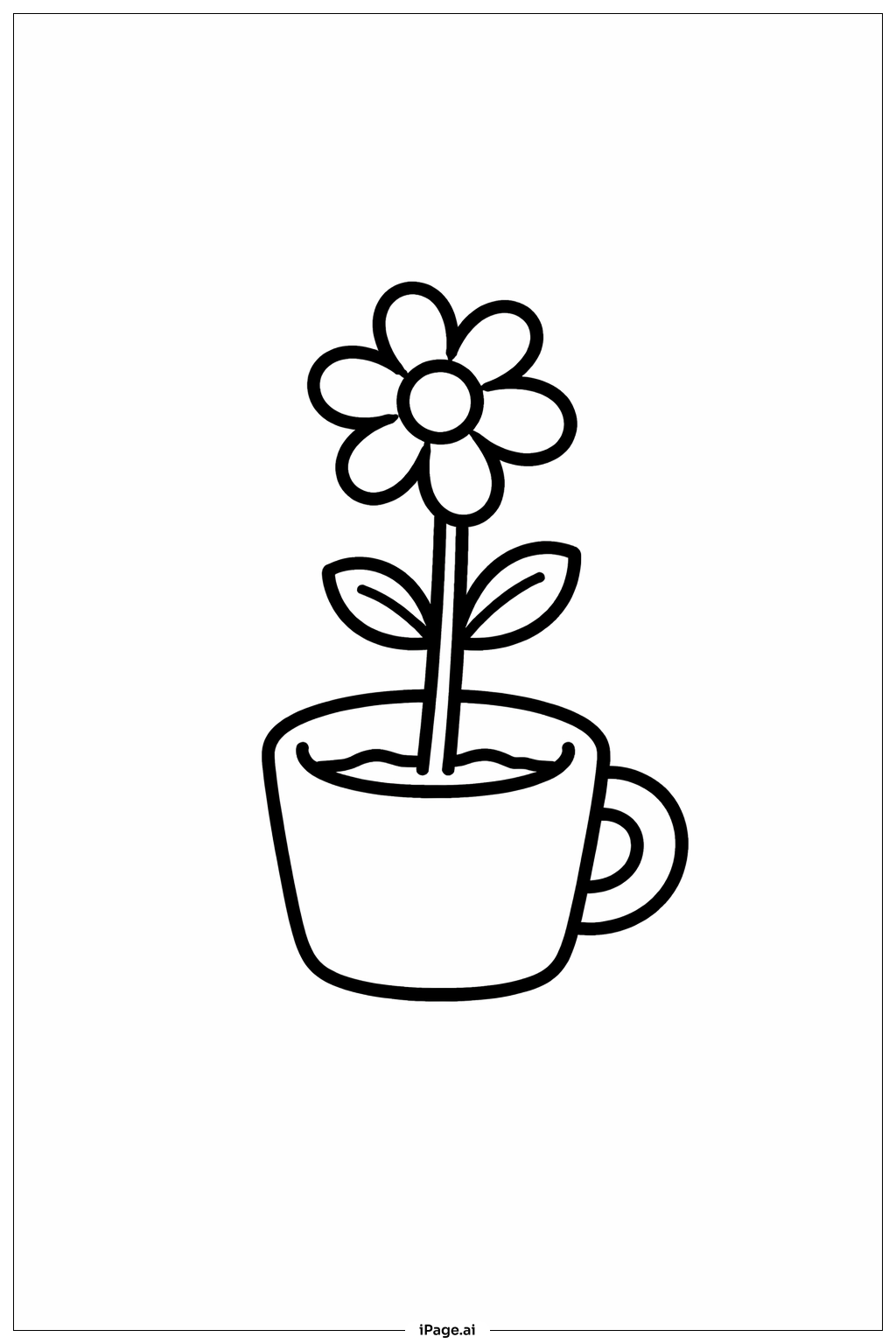  꽃이 있는 봄 컵 색칠공부 페이지 