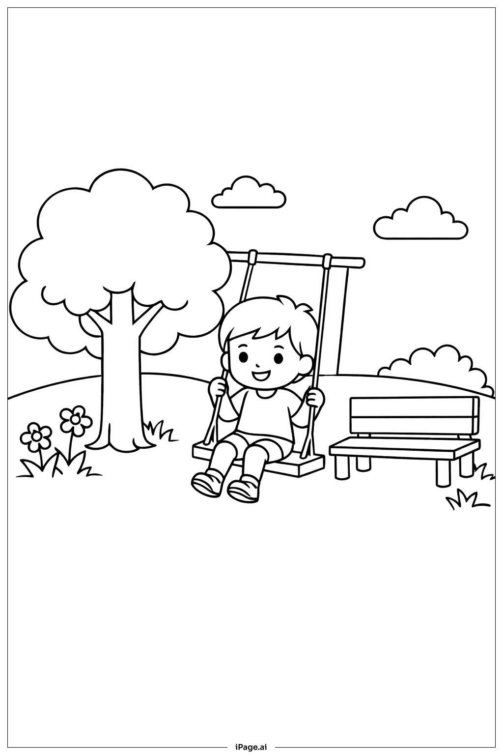  봄 공원 그네 색칠공부 페이지 