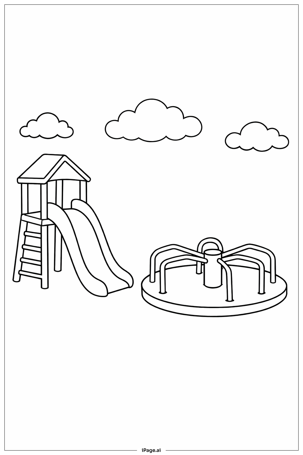  봄 놀이터 장면 색칠공부 페이지 