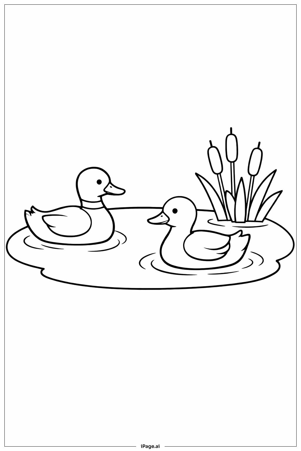  오리와 함께하는 봄 연못 색칠공부 페이지 