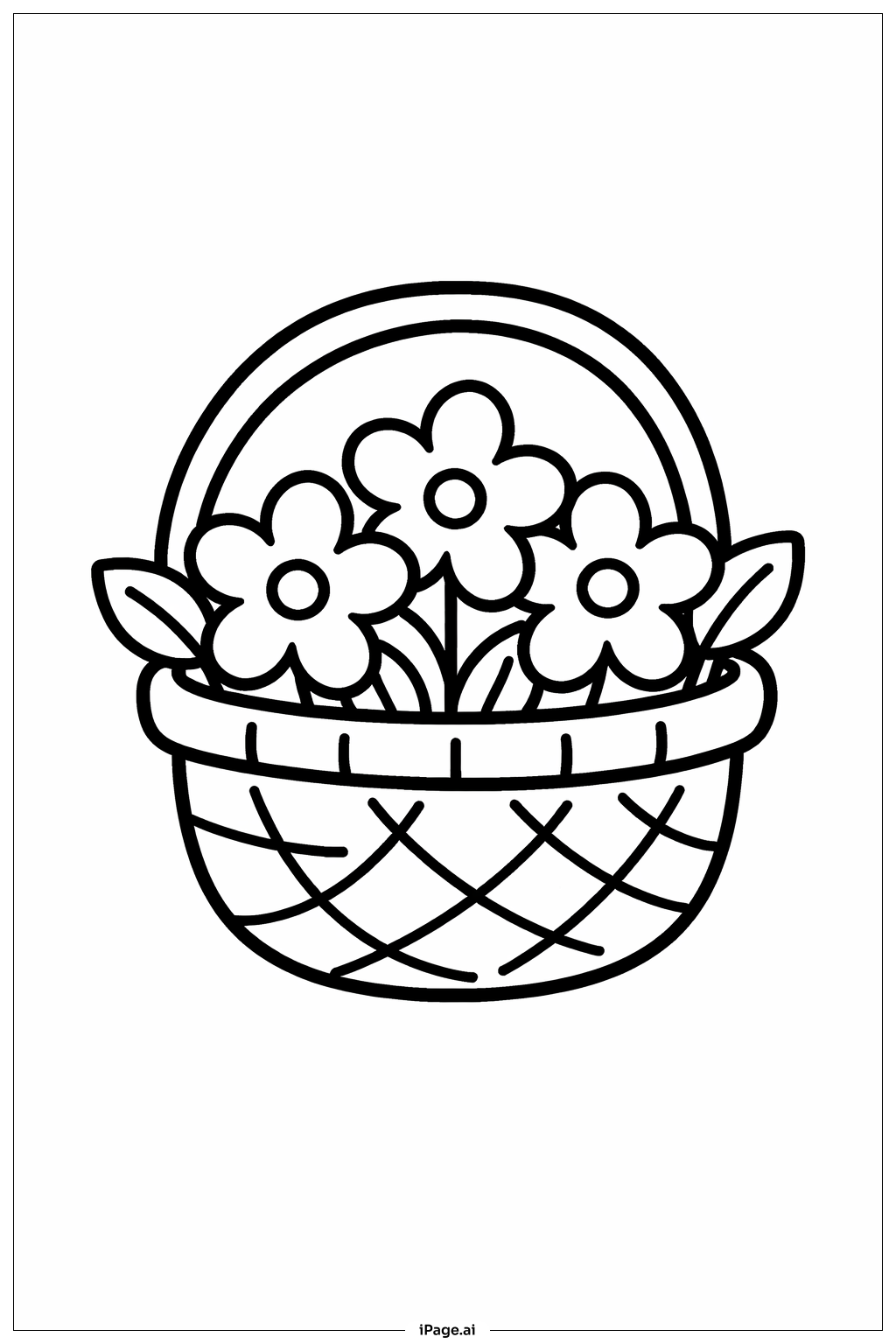  봄 간단한 꽃 바구니 색칠공부 페이지 
