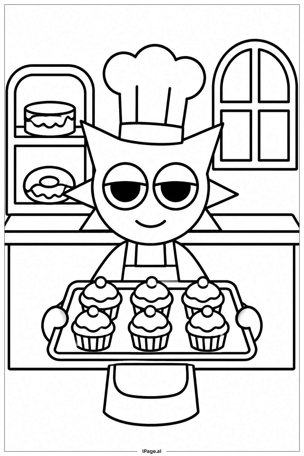 Página para colorir de Sprunki Bakery Morning