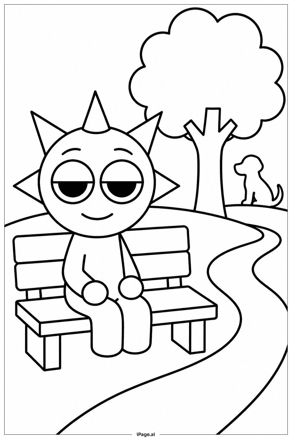  Página para colorear de Banco del Parque Sprunki 