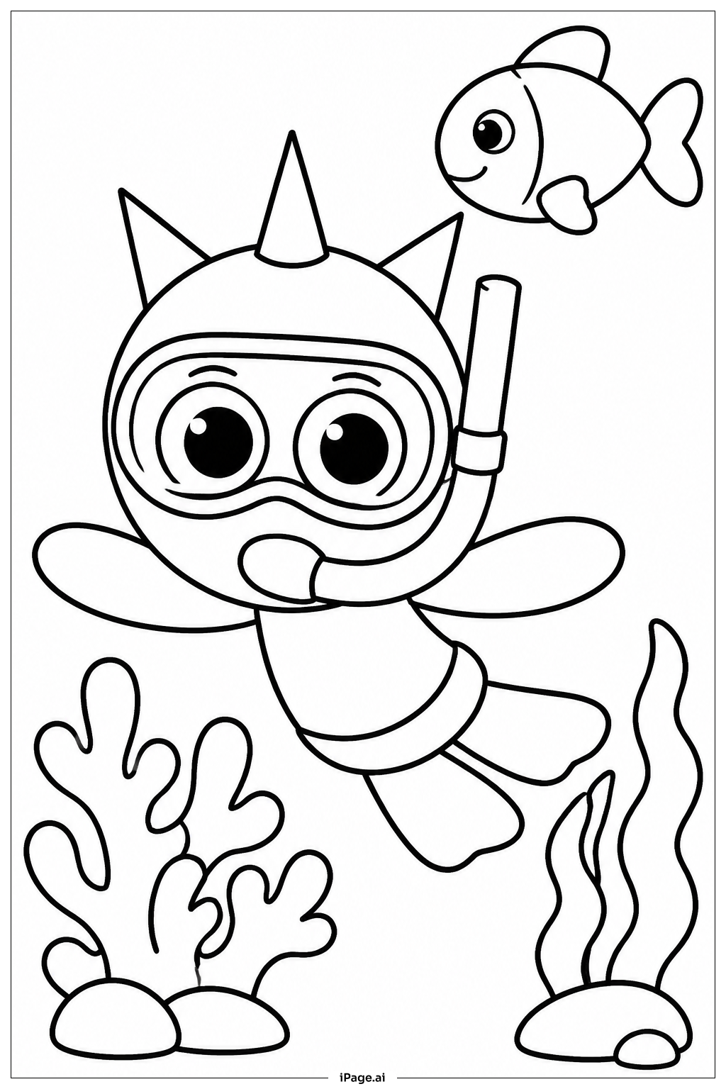  Sprunkiの海中遊び場の塗り絵ページ 