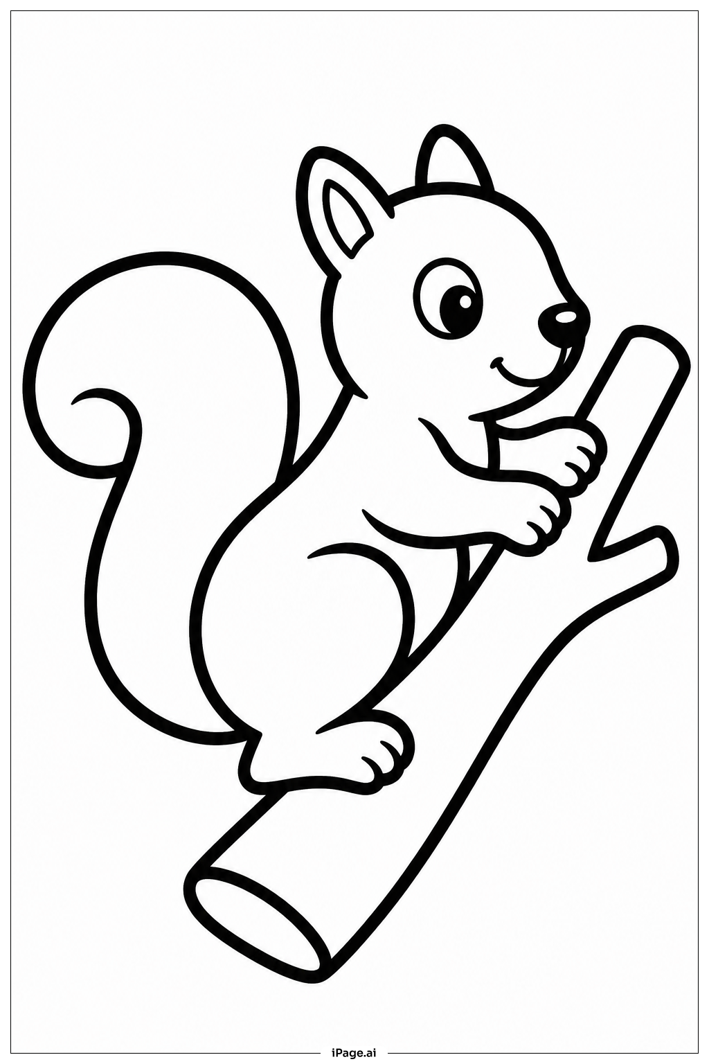 Squirrel Climbing Branch Coloring Page